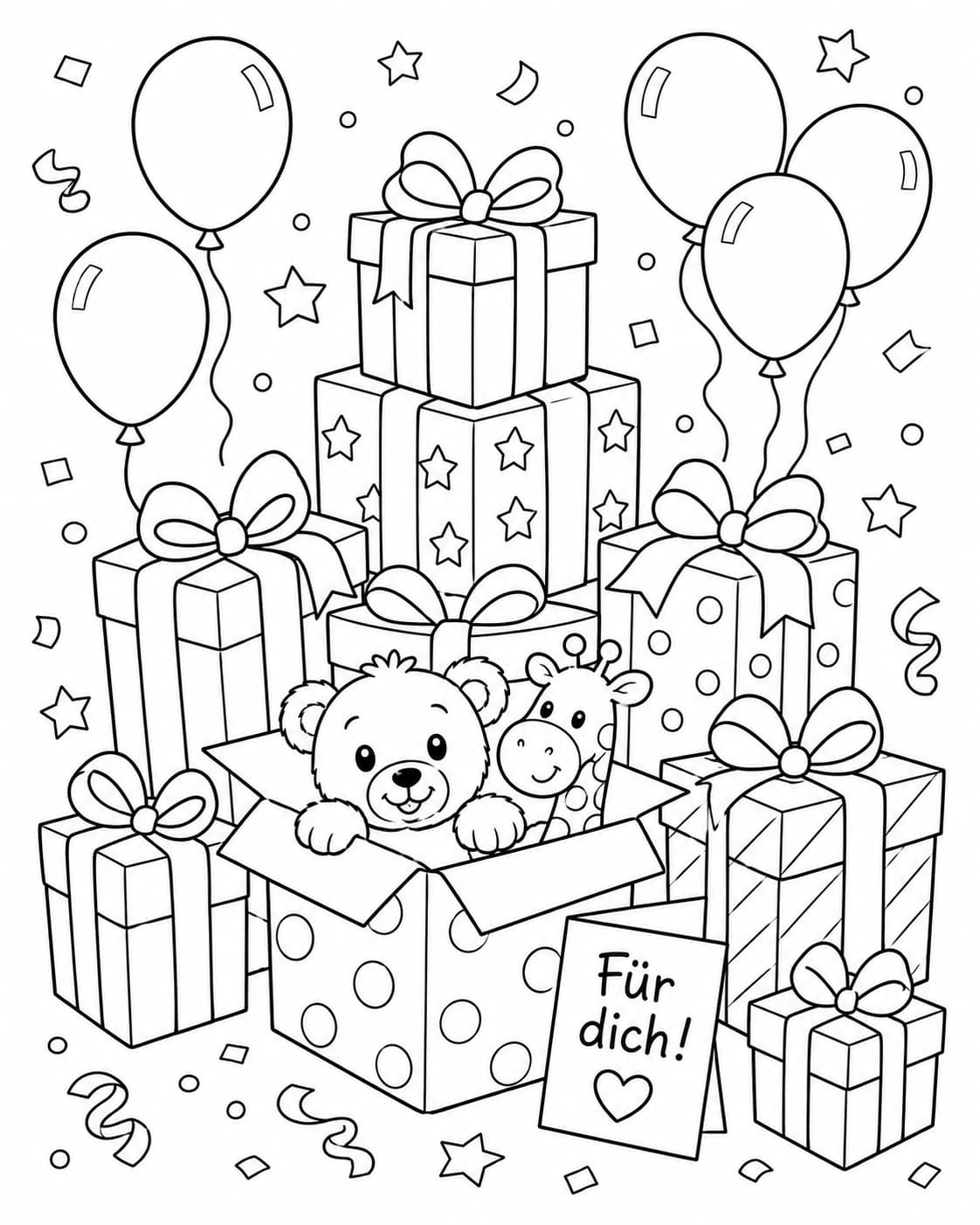 Geburtstag Motiv 3 als kostenloses Ausmalbild für Kinder